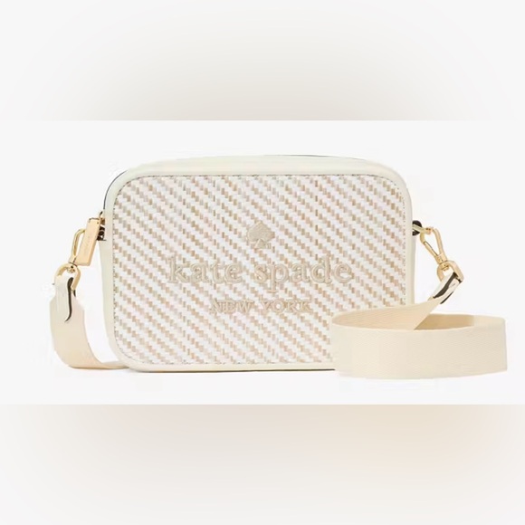 kate spade Handbags - Kate Spade Straw & Leather Crossbody Bag – Cream (NWT)